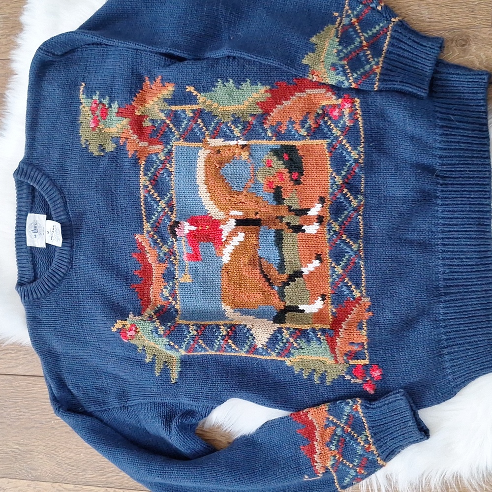 Vintage Miller’s Equestrian Autumn Hunt Scene Sweater